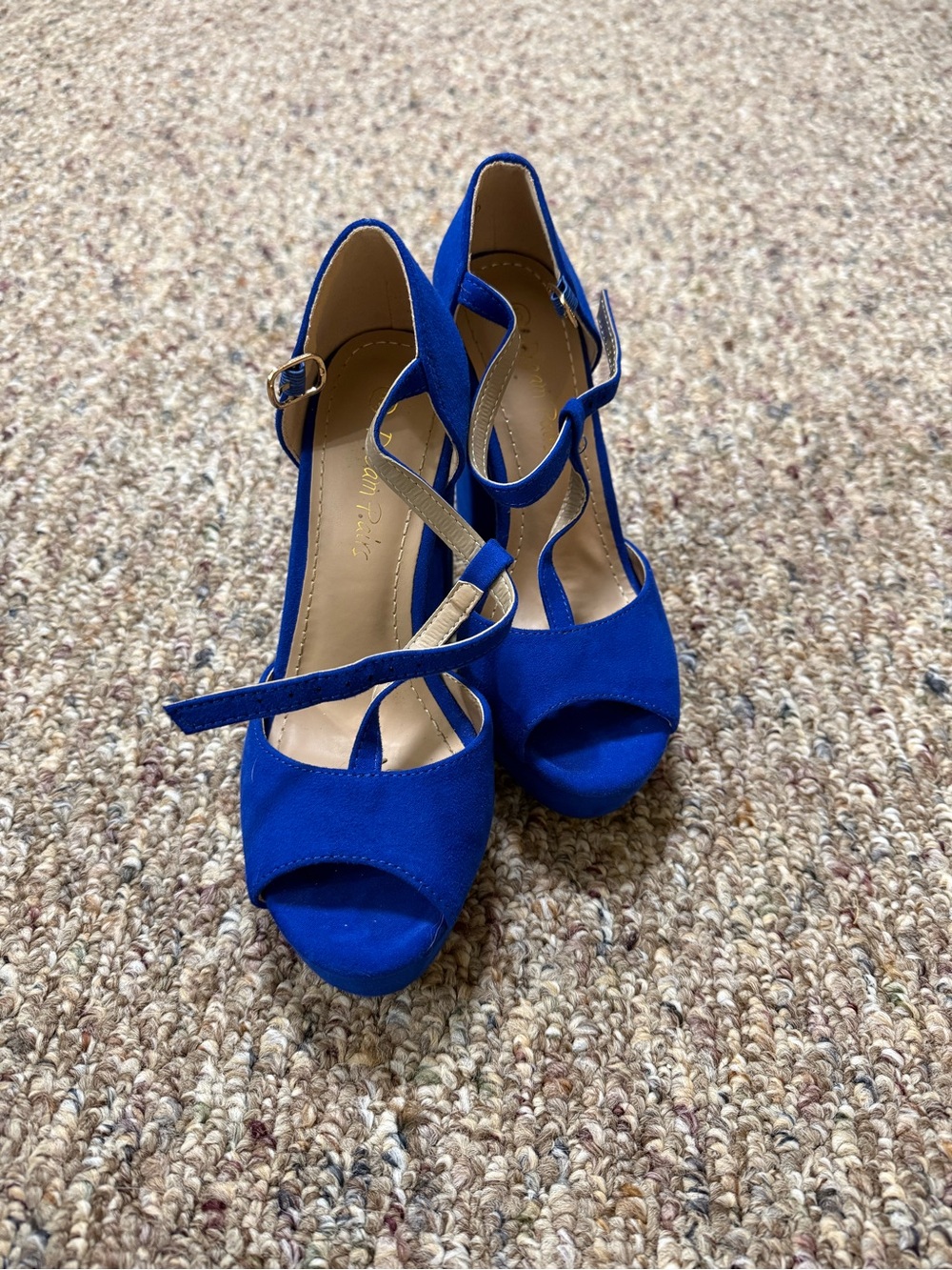 Dream Pairs Royal Blue Peep-Toe Mary Jane Heels